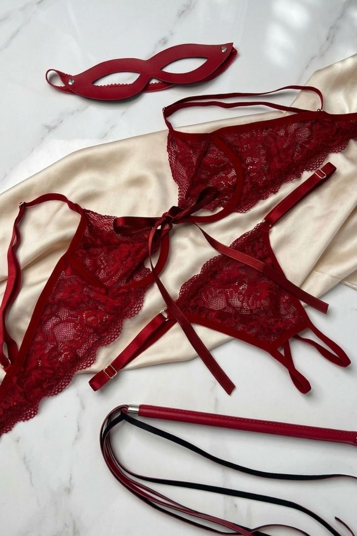 Conjunto Sensual sem Bojo com Aro Metal e Seio a Mostra Calcinha Sensual com Renda e Vies
